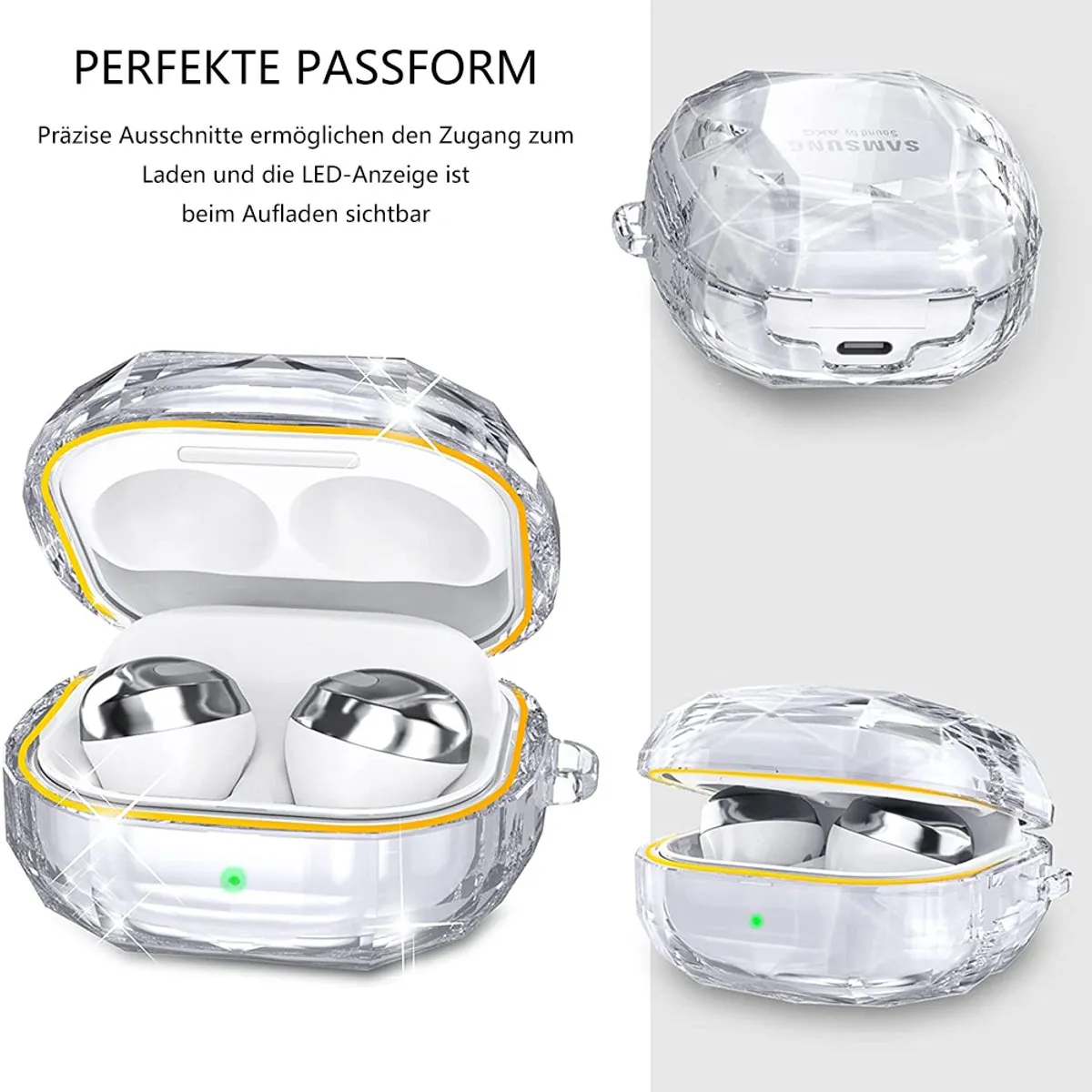 Harde Transparante Hoes Voor Galaxy Buds Serie – Geschikt Voor Buds Live, Pro, 2 & 2 Pro | Schokbestendig + Sleutelhanger