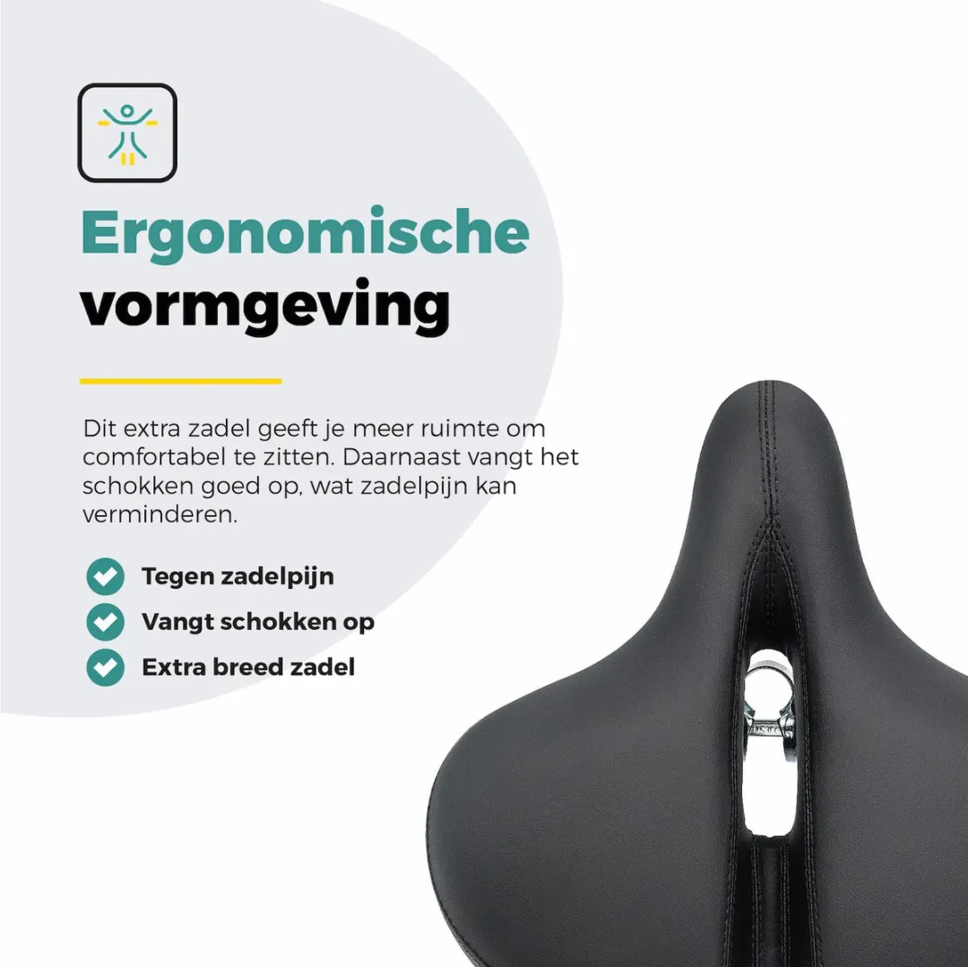 Voltano XXXL Big City Fietszadel - Zwart - XXL Zitvlak