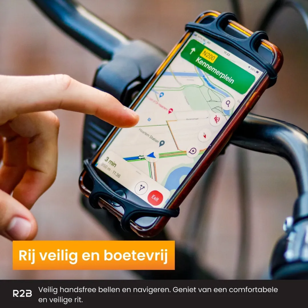 R2B Telefoonhouder Fiets Elastisch - Gsm Houder Fiets - Fietshouder - Fiets Telefoonhouder - Smartphone Houder Fiets - Fiets Accessoires - Phone Holder Bike