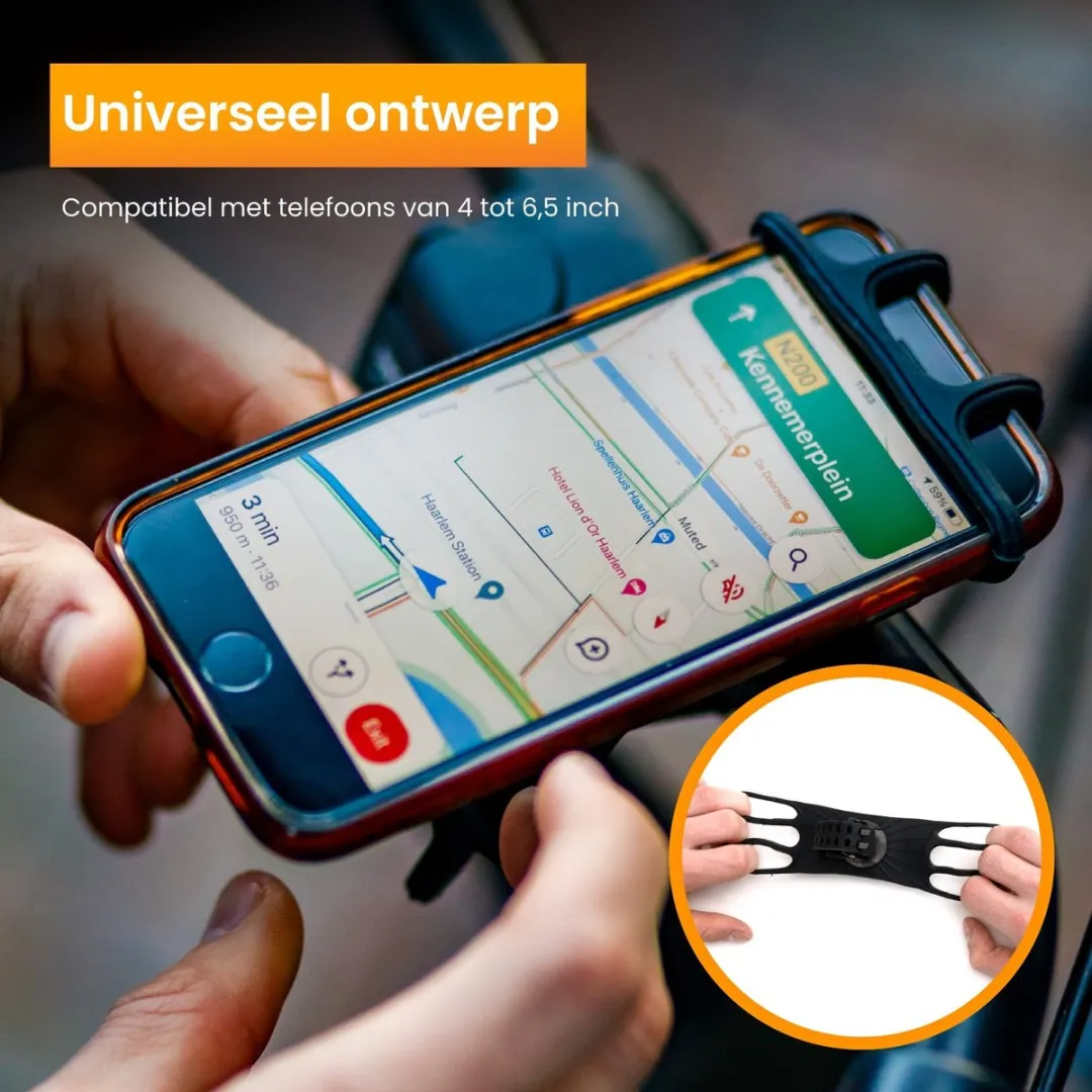 R2B Telefoonhouder Fiets Rotterdam - Universeel - 6.5" - Zwart - afbeelding 6 van 6