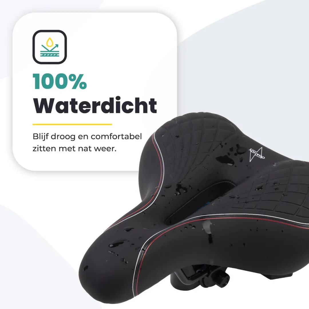 Voltano Zen Fietszadel - Antislip Gelpads - Zwart/Rood - Incl. Zadelstrop