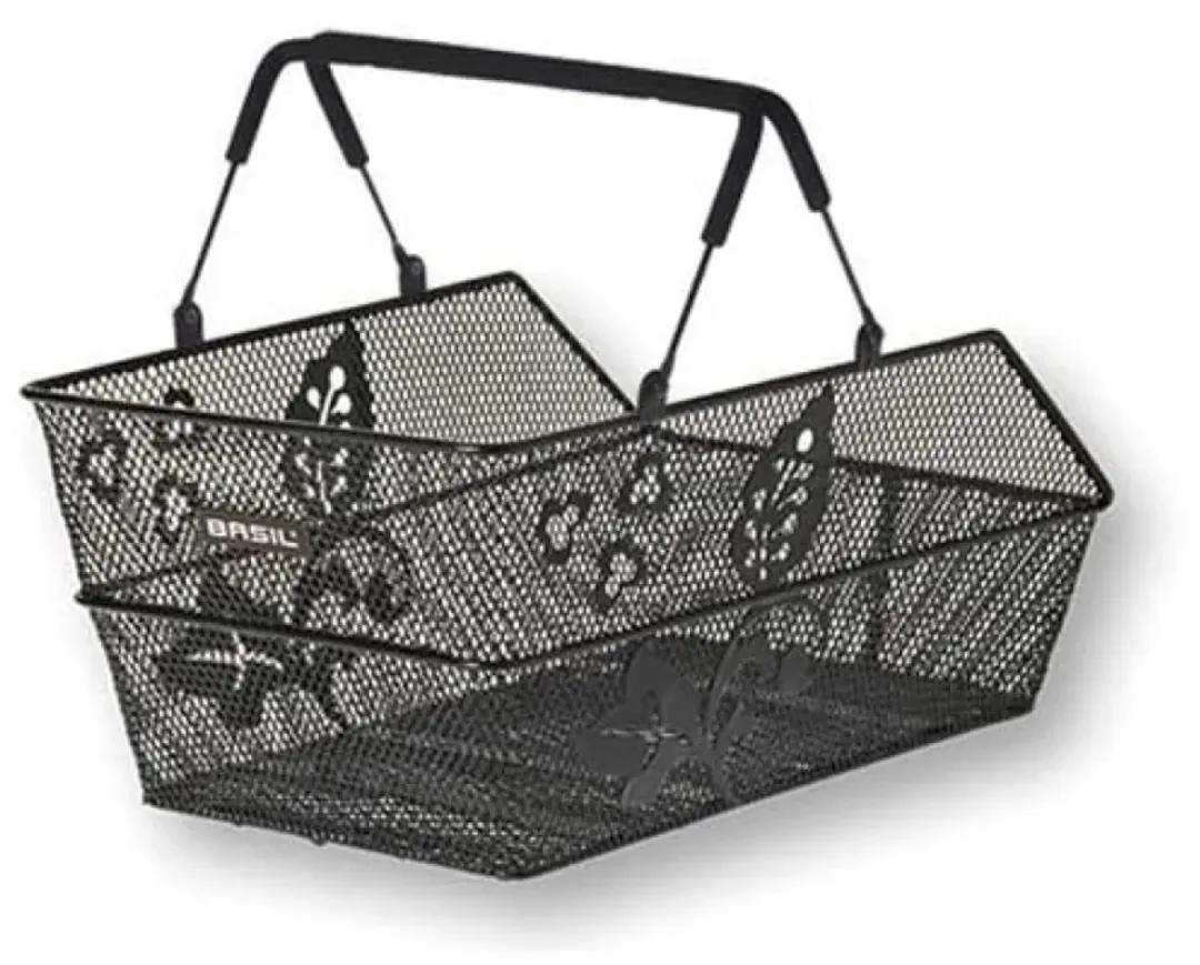 Basil Cento Flower Fietsmand Achterop - 21L - Zwart
