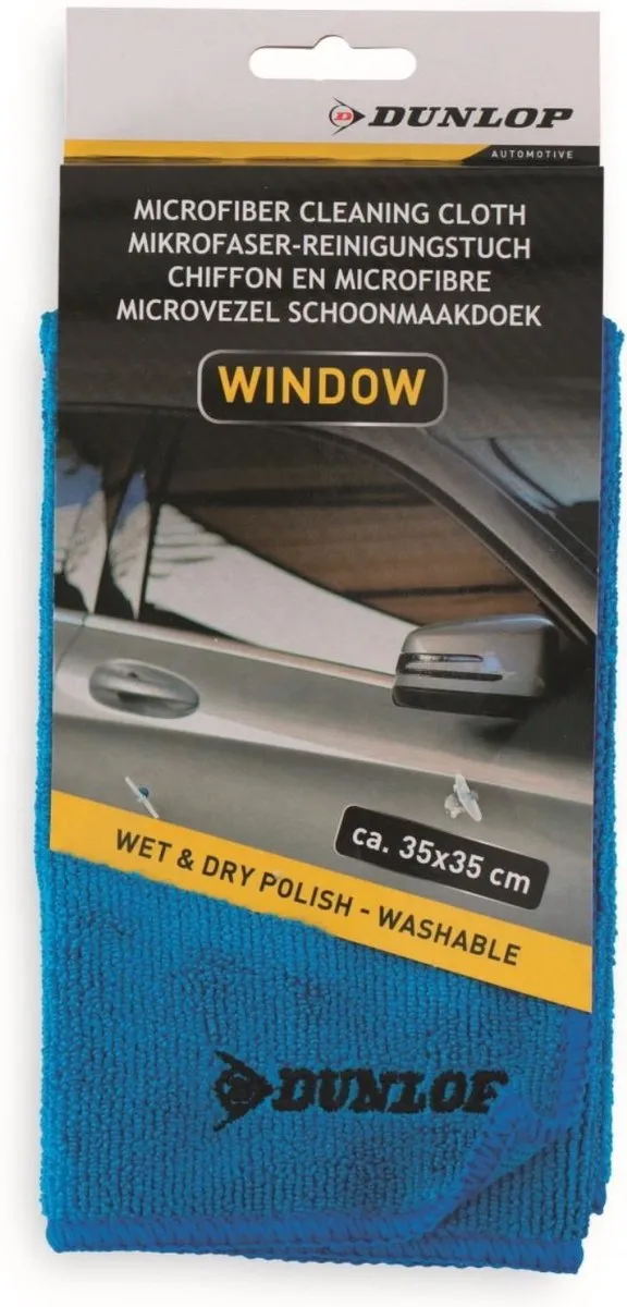 Dunlop Auto poetsen microvezeldoek - voor glas/autoruiten - schoonmaakdoek - 35x35 cm - auto wassen - Schoonmaakproducten