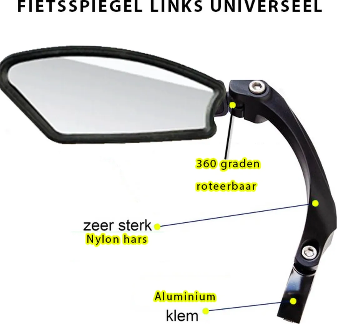 OUXI Fietsspiegel Links - Universeel - Verstelbaar & Inklapbaar