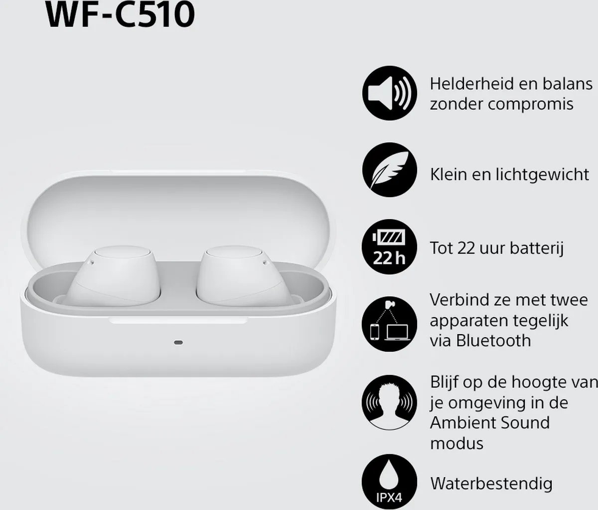 Sony WF-C510 Draadloze Oordopjes - Wit