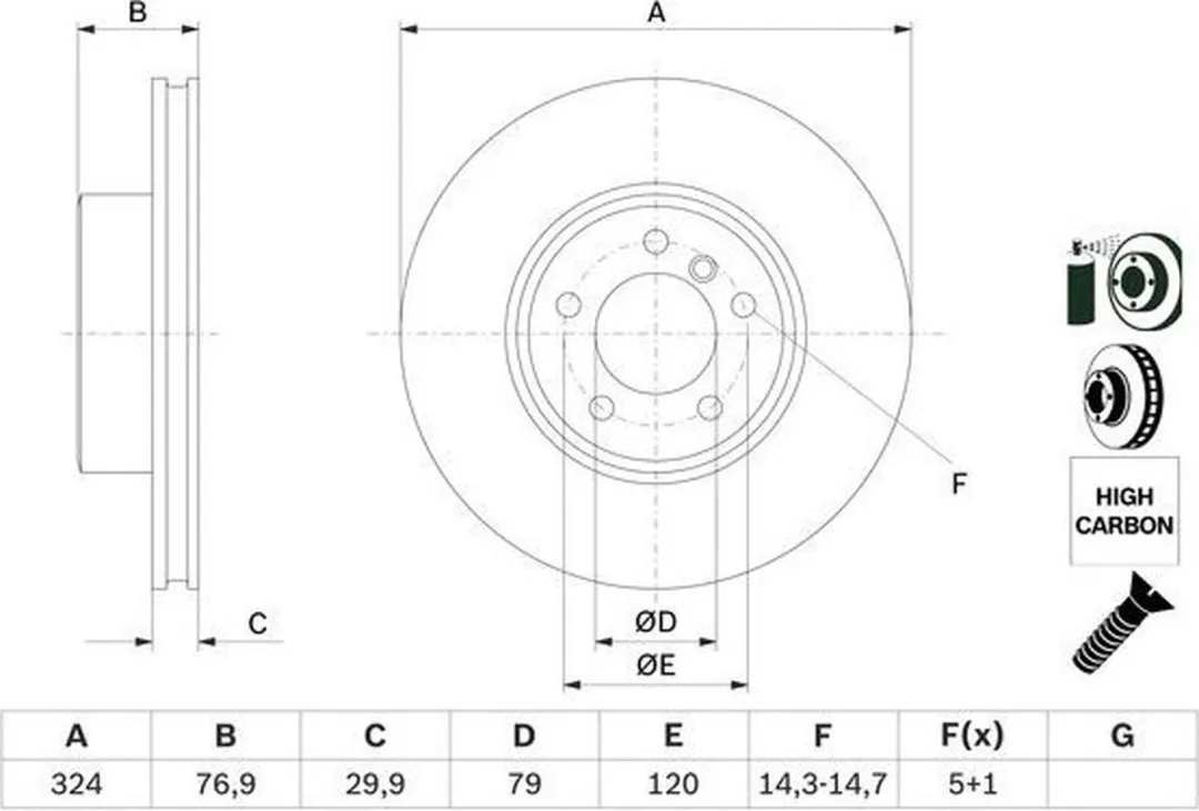 Bosch Remschijf BD957 - Grijs