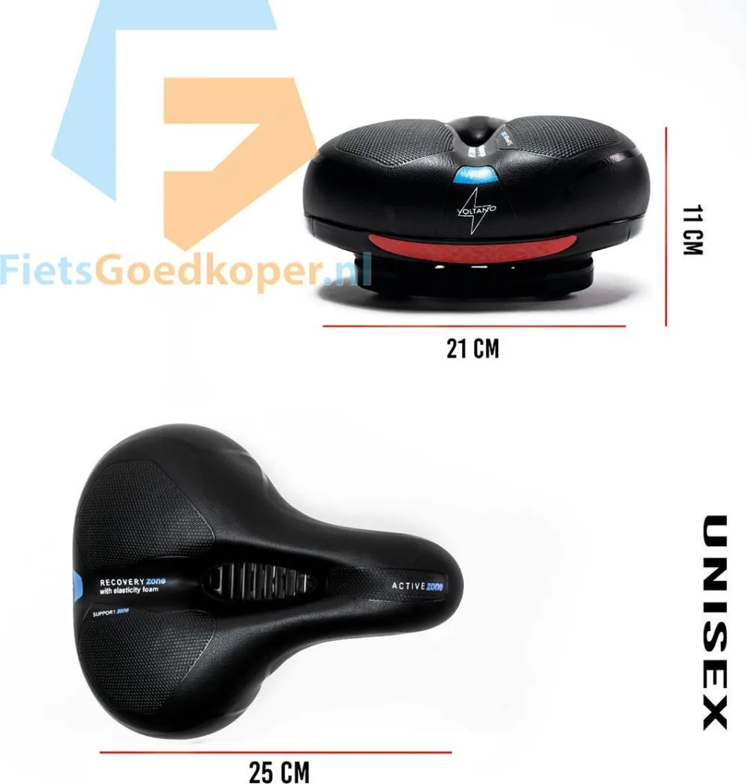 Voltano Fietszadel Gel - Zwart/Blauw - Unisex