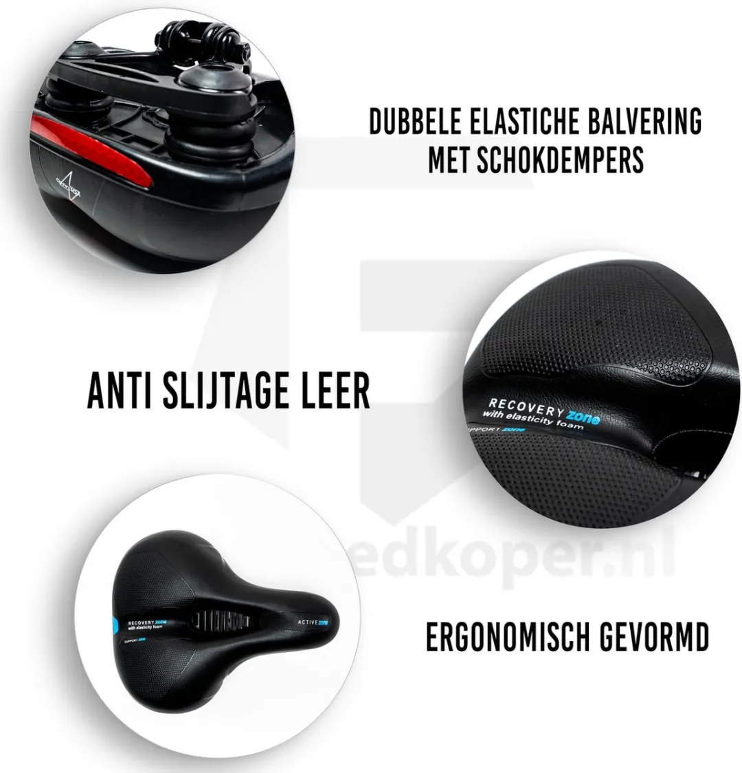 Voltano Fietszadel Gel - Zwart/Blauw - Unisex