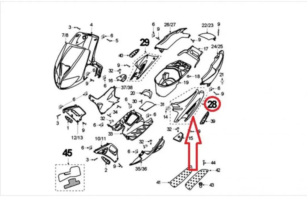 Peugeot 50 Speedfight 2 Cache Latéral G - Zwart