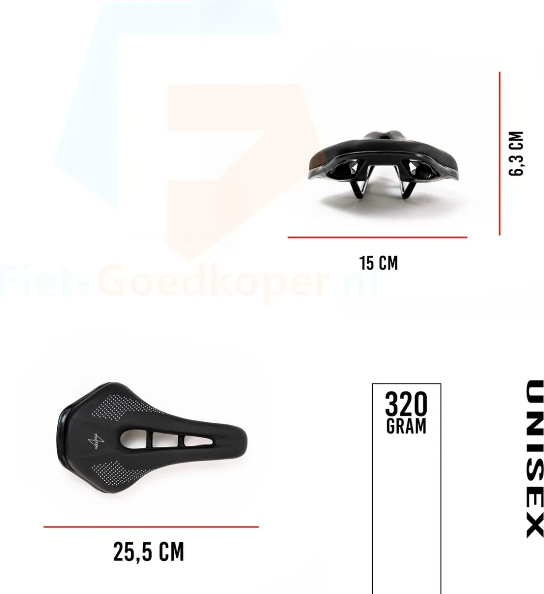 Voltano MTB Mountainbike Fietszadel - Zwart - Waterdicht