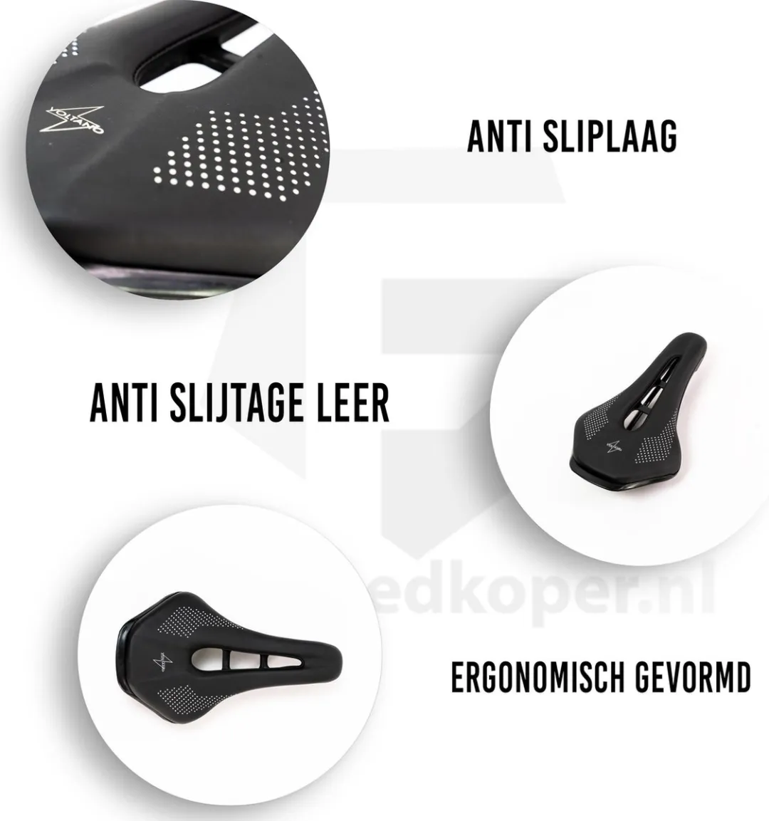 Voltano MTB Mountainbike Fietszadel - Zwart - Waterdicht