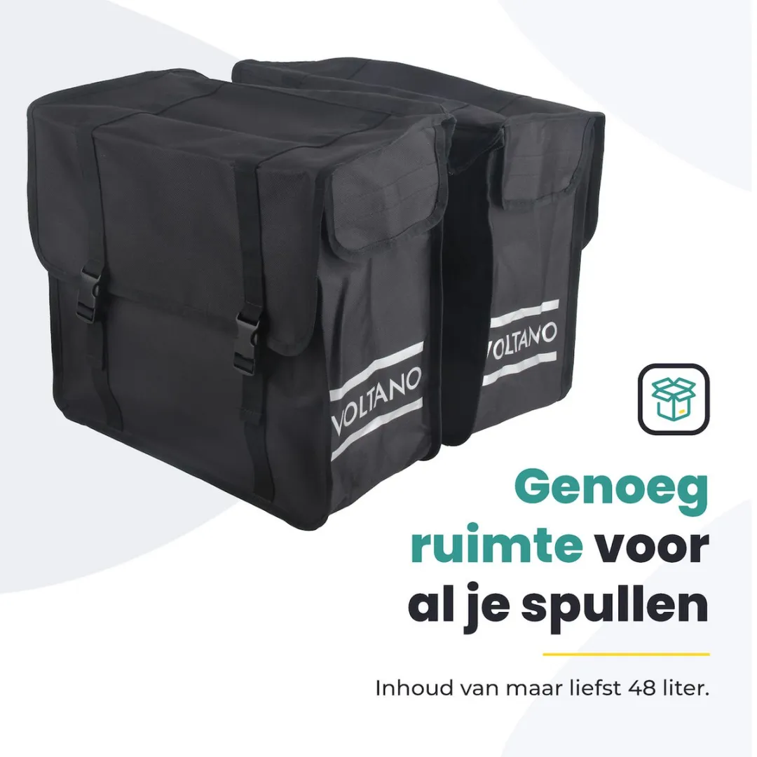 Voltano Dubbele Fietstas XL 48L - Zwart