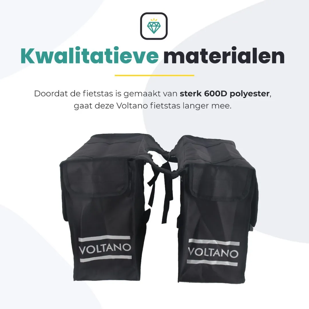 Voltano Dubbele Fietstas XL 48L - Zwart - afbeelding 6 van 6