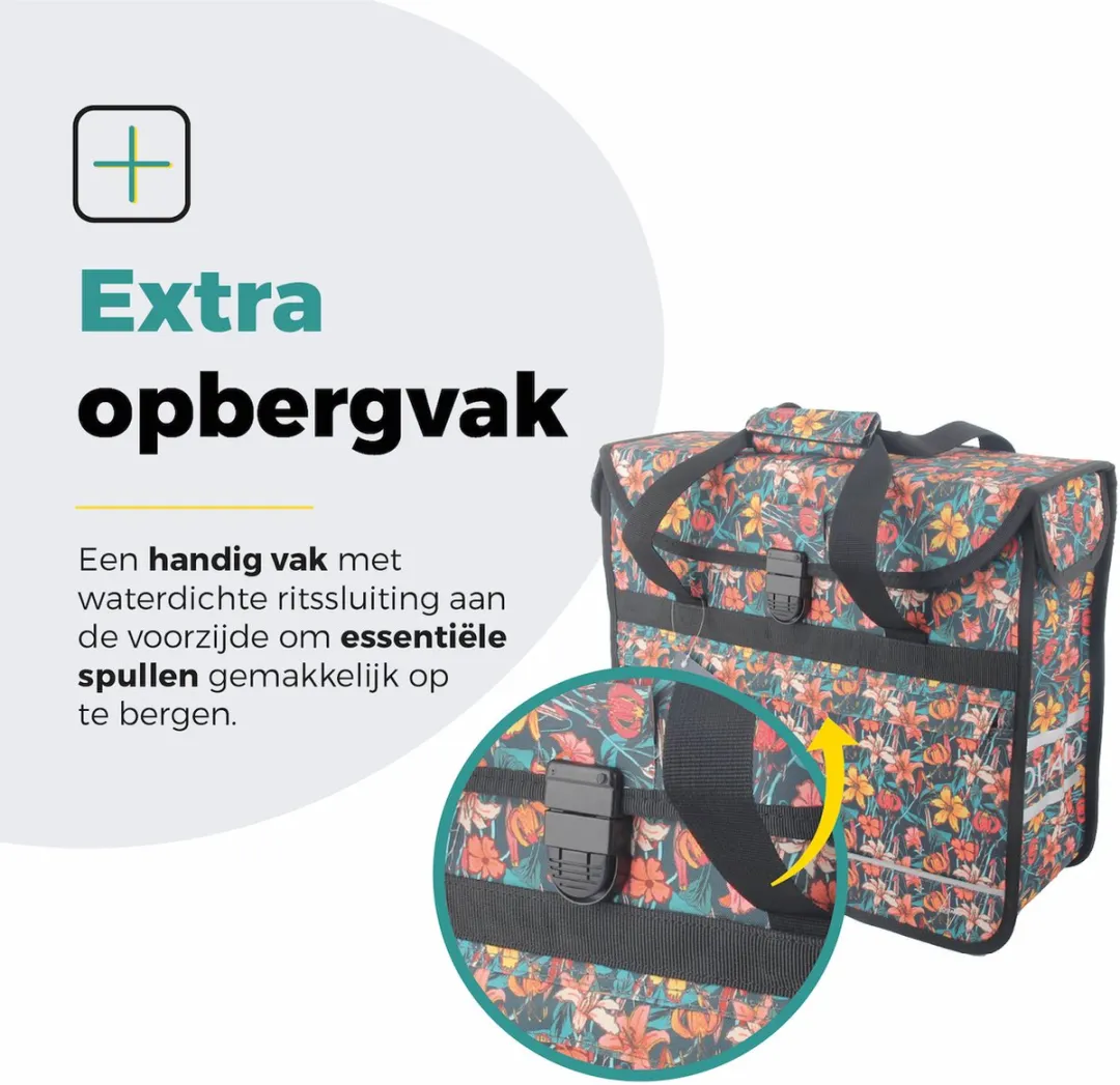 Voltano Enkele Shopper Fietstas 17L - Floral Fiesta