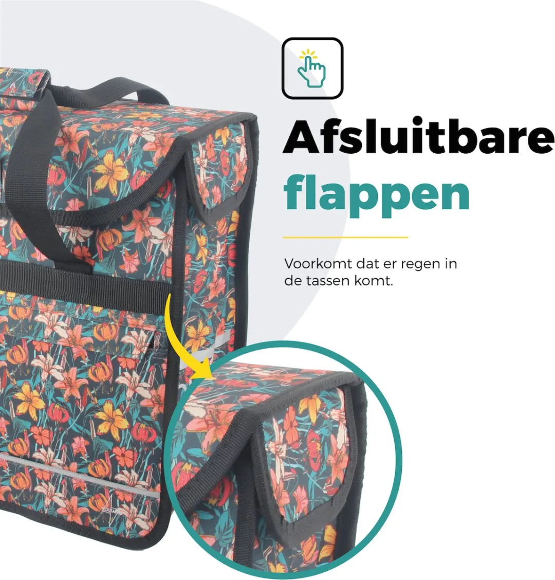 Voltano Enkele Shopper Fietstas 17L - Floral Fiesta