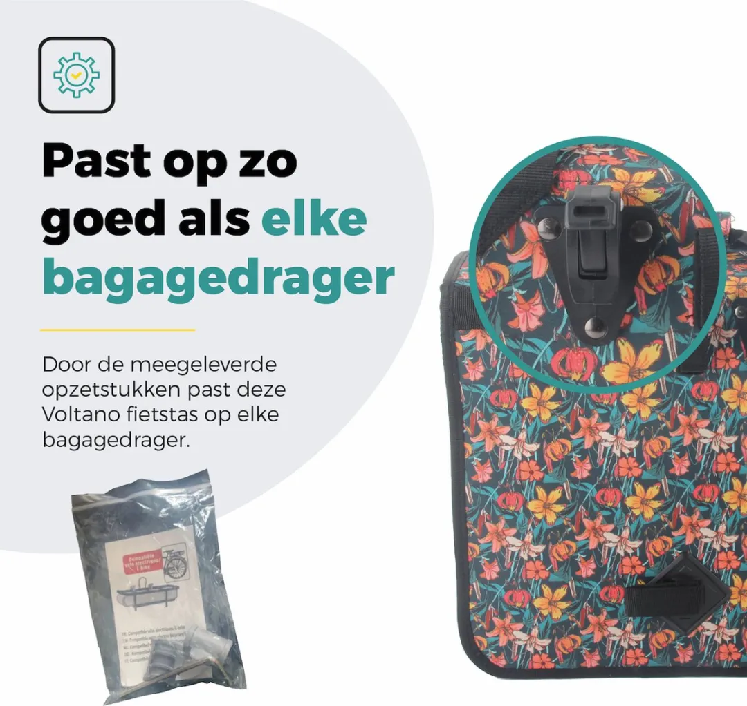 Voltano Enkele Shopper Fietstas 17L - Floral Fiesta