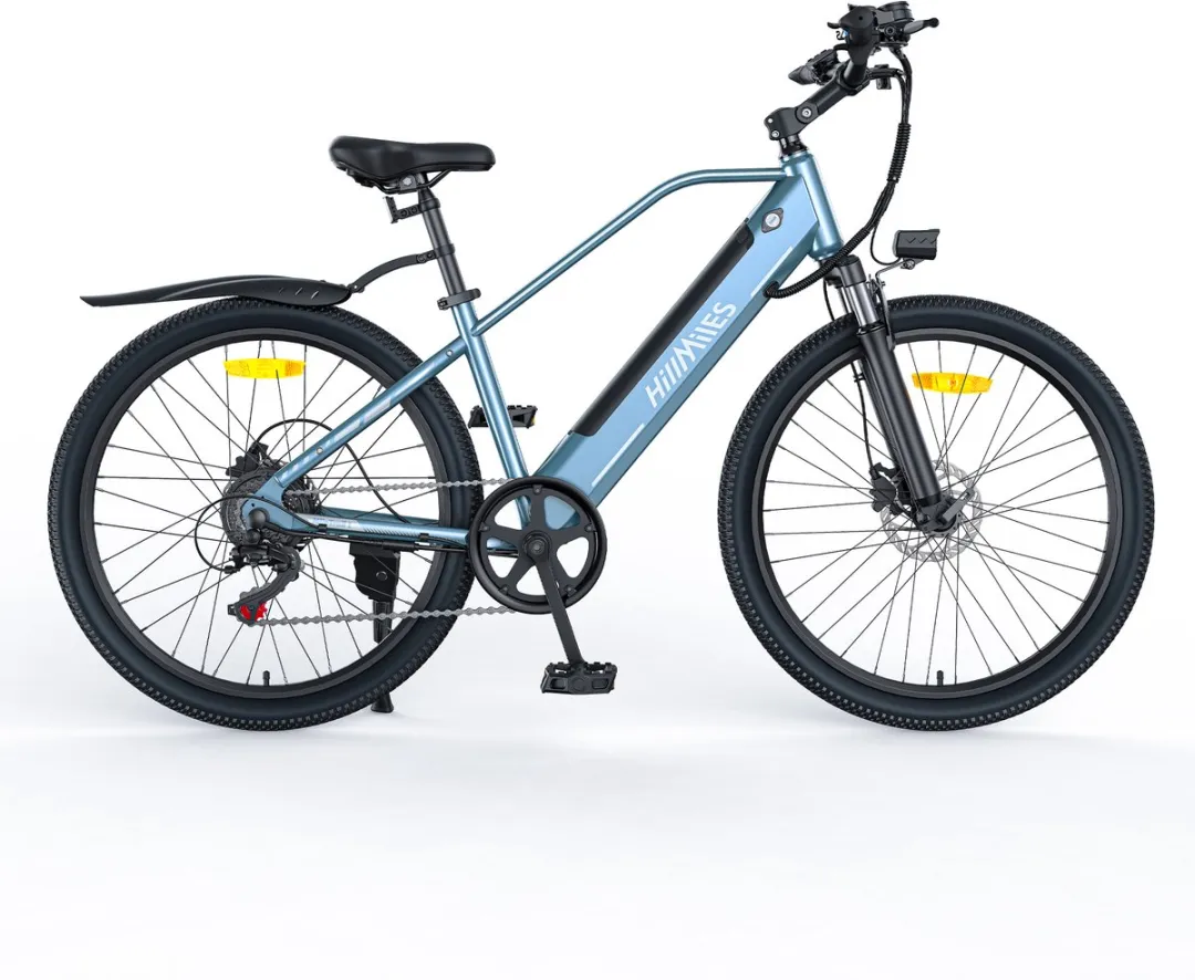 Hillmiles MileTrail 1 Elektrische fiets - Actieradius 80km - Verwijderbare batterij 36V13Ah - Motor 250W - Shimano 7 versnellingen - Hydraulische schijfrem - 26 Inch City Commuter EBike - blauw