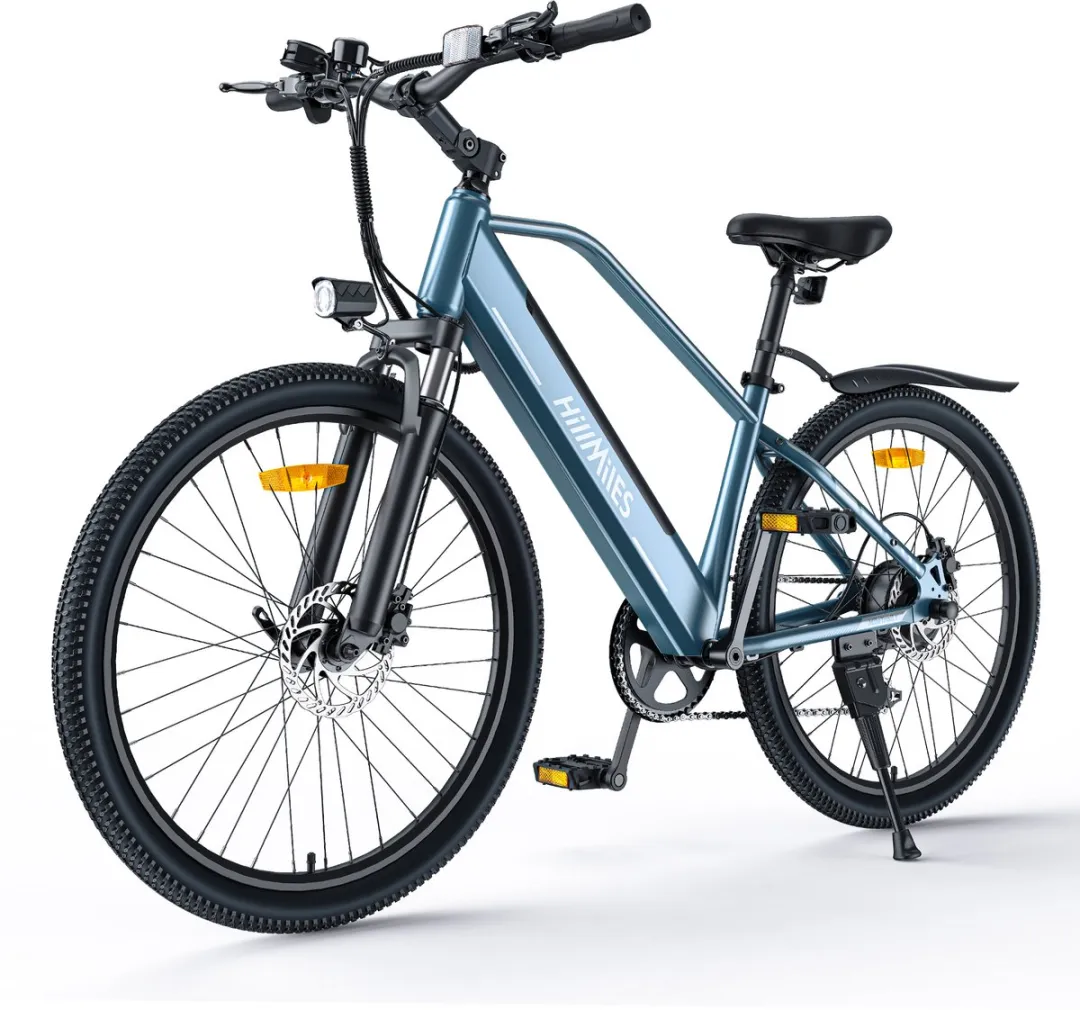 Hillmiles MileTrail 1 Elektrische fiets - Actieradius 80km - Verwijderbare batterij 36V13Ah - Motor 250W - Shimano 7 versnellingen - Hydraulische schijfrem - 26 Inch City Commuter EBike - blauw