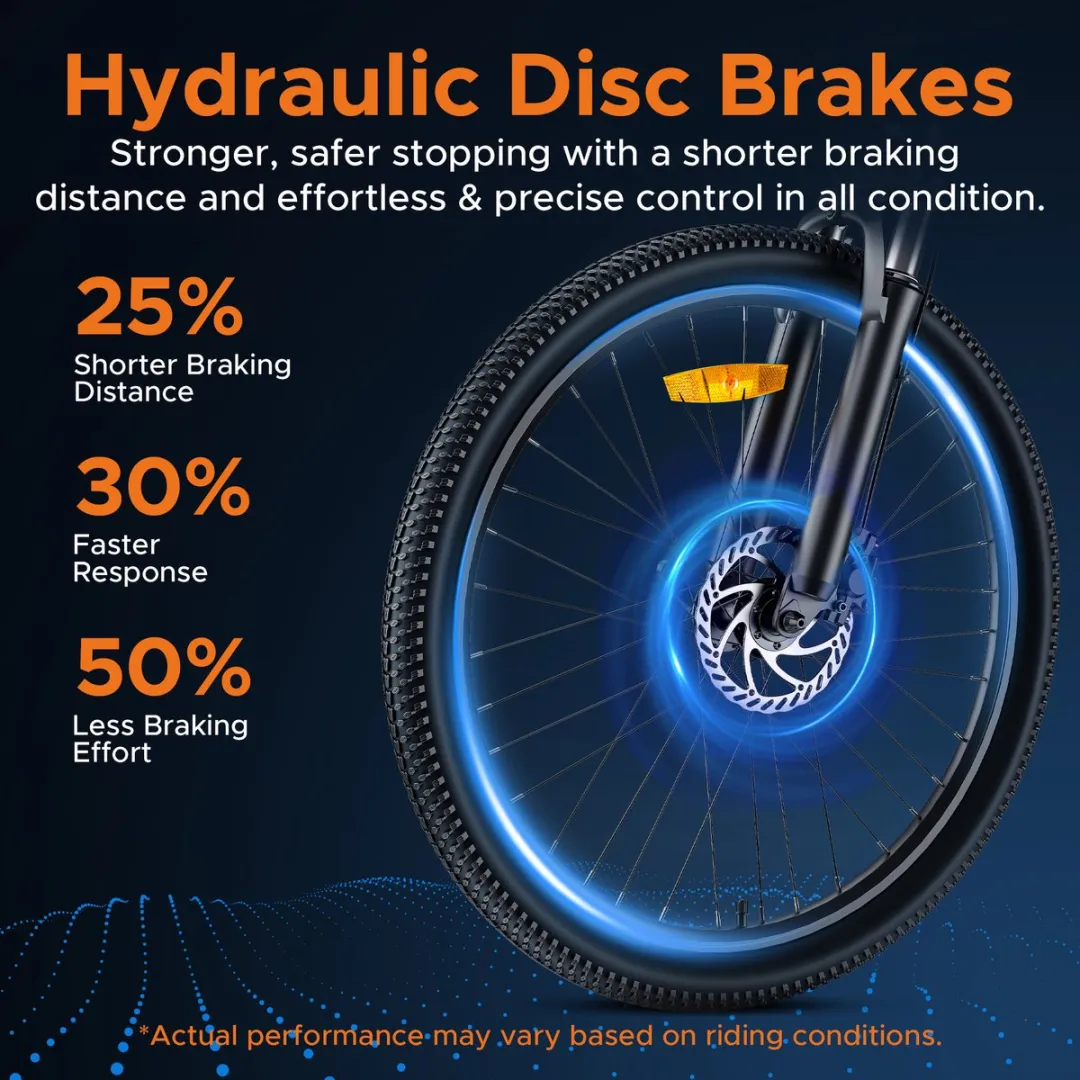 Hillmiles MileTrail 1 Elektrische fiets - Actieradius 80km - Verwijderbare batterij 36V13Ah - Motor 250W - Shimano 7 versnellingen - Hydraulische schijfrem - 26 Inch City Commuter EBike - blauw