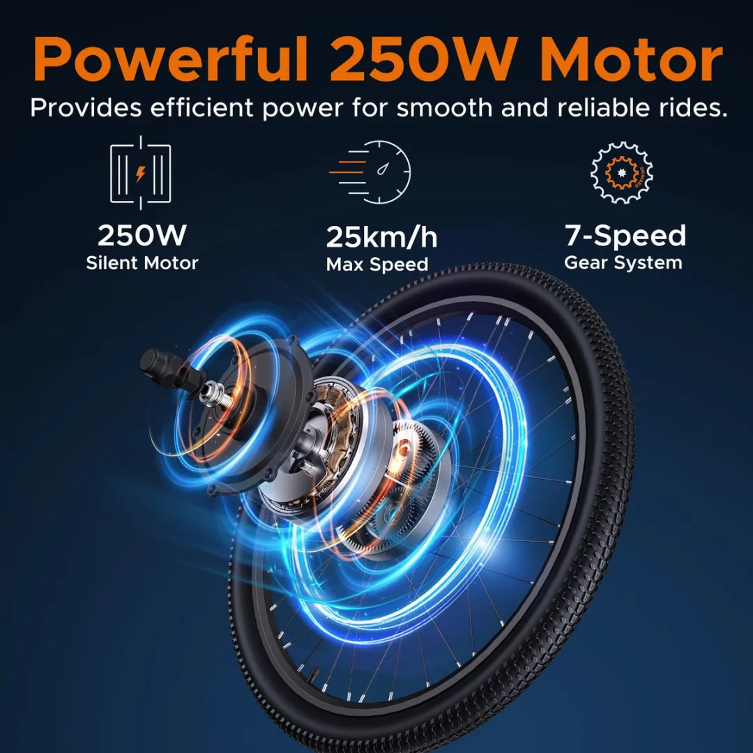 Hillmiles MileTrail 1 Elektrische fiets - Actieradius 80km - Verwijderbare batterij 36V13Ah - Motor 250W - Shimano 7 versnellingen - Hydraulische schijfrem - 26 Inch City Commuter EBike - blauw