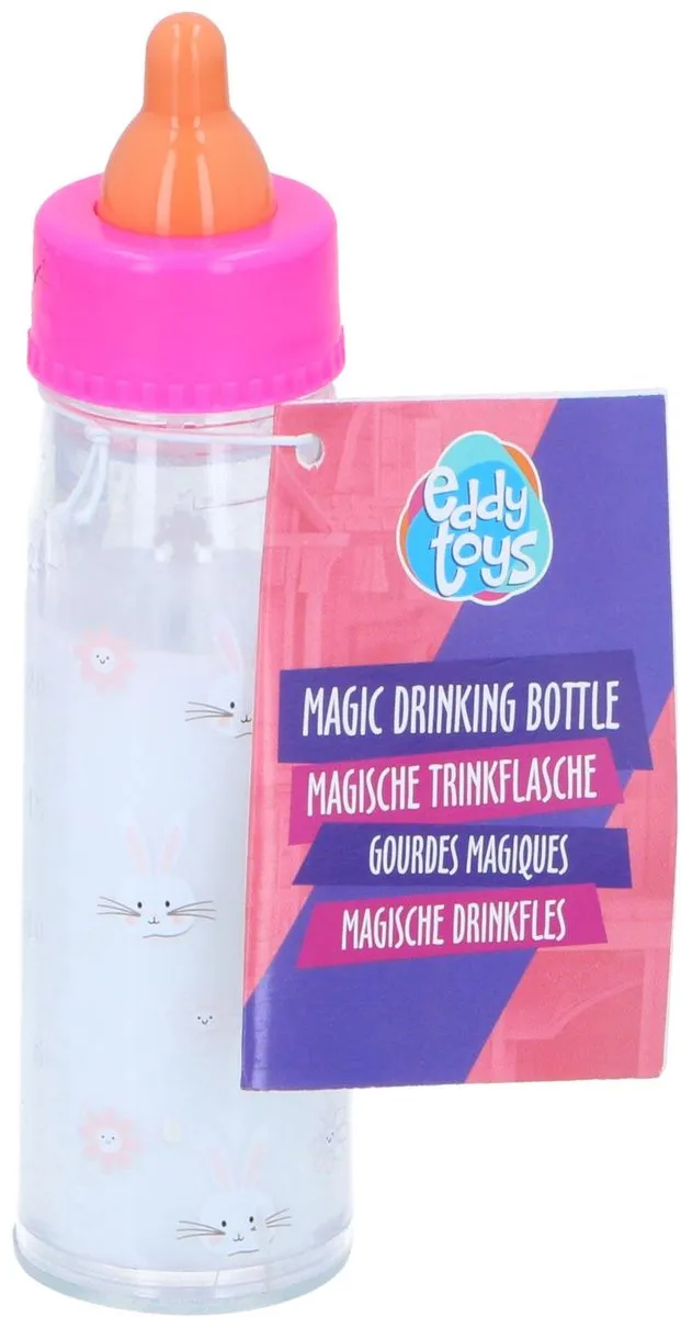 Eddy Toys Magic Drinking Bottle - 26088 - Magische Drinkfles voor Poppen - Magic Drinking Bottle met Verdwijneffect - Poppenaccessoire - 18m+ - Roze