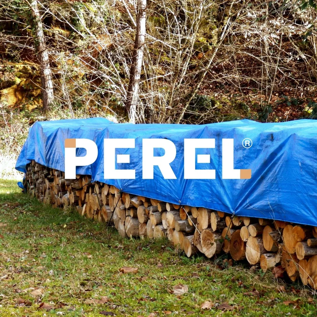 Perel Dekzeil 4x5m Blauw/ Groen - 18 Ringen - 70 g/m²