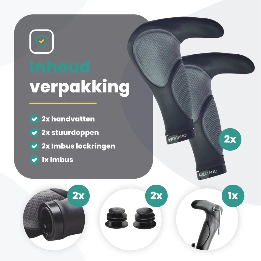 Voltano Ergonomische Fiets Handvatten met Bar Ends - Zwart - afbeelding 6 van 6