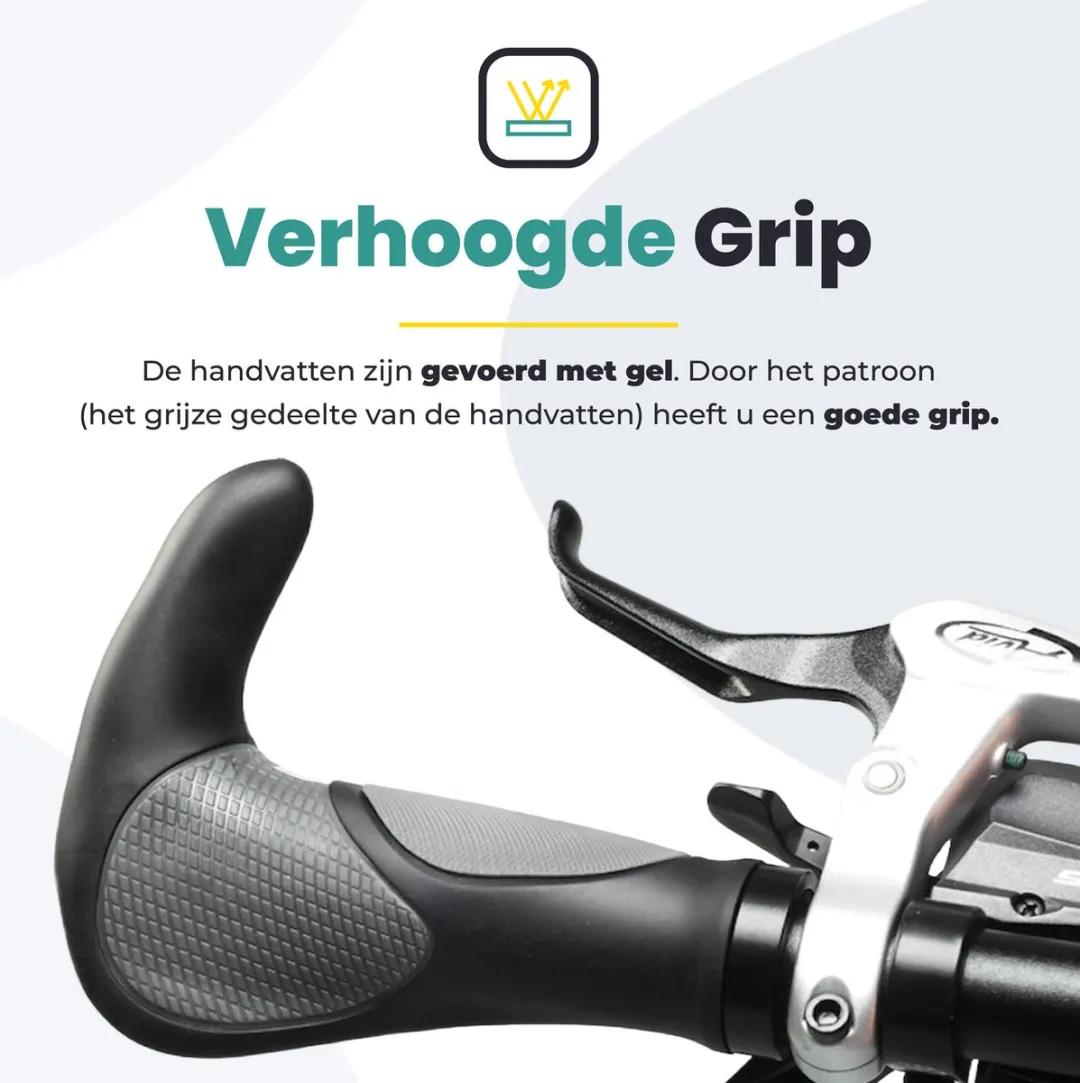 Voltano Ergonomische Fiets Handvatten met Bar Ends - Zwart
