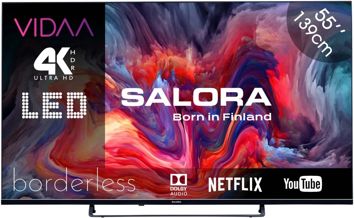 Salora FOD55UV 55 inch 4K Smart TV - Borderless - Zwart