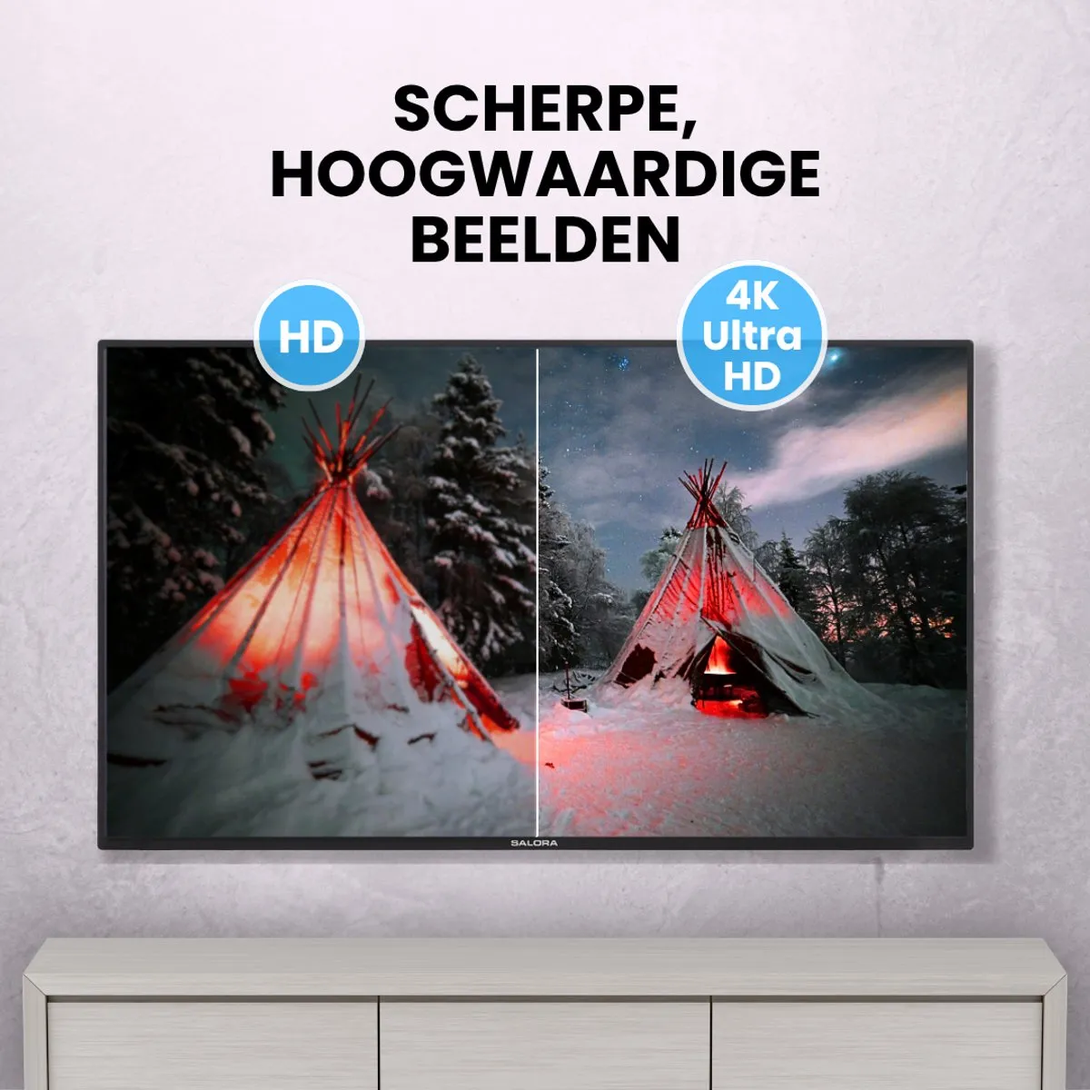 Salora FOD55UV 55 inch 4K Smart TV - Borderless - Zwart - afbeelding 6 van 6
