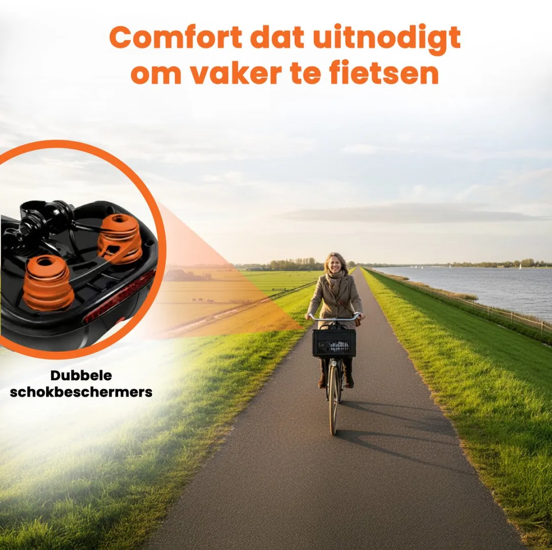 Fietszadel Unisex - Zadel - Stadszadel - Extra Comfortabel - Fietszadel Heren - Fietszadel Dames - Ventilerend - Unisex - Zwart