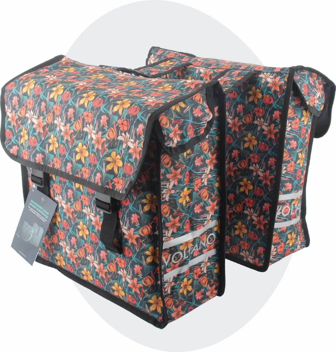 Voltano Dubbele Fietstas Floral Fiesta 38L