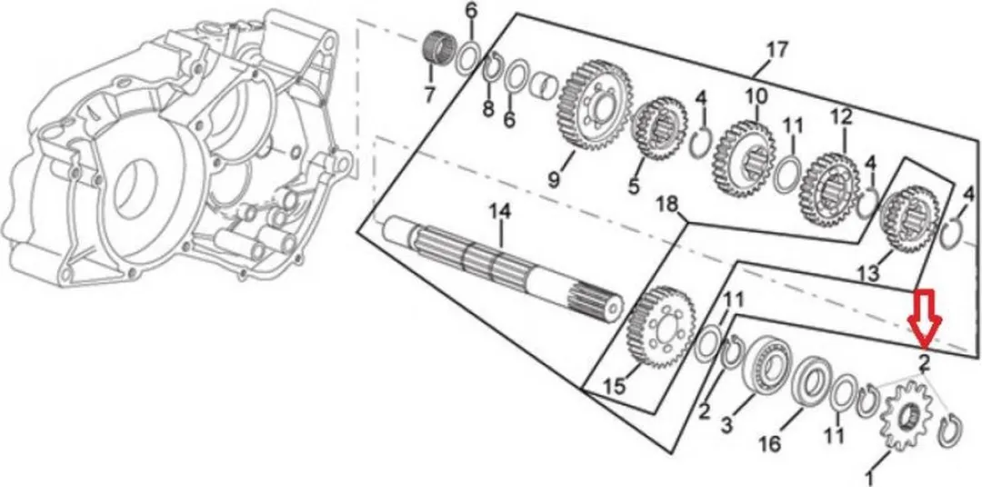 Yamaha TZR 20mm Tandwiel Uitgang Versnellingsbak