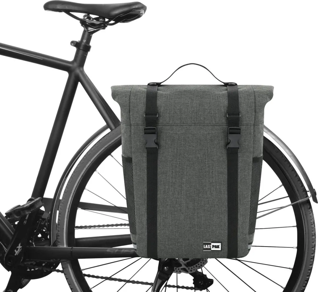 Lastpak enkele fietstas - donkergrijs - 15L - 34 X 36 X 15 cm - eenvoudig te bevestigen