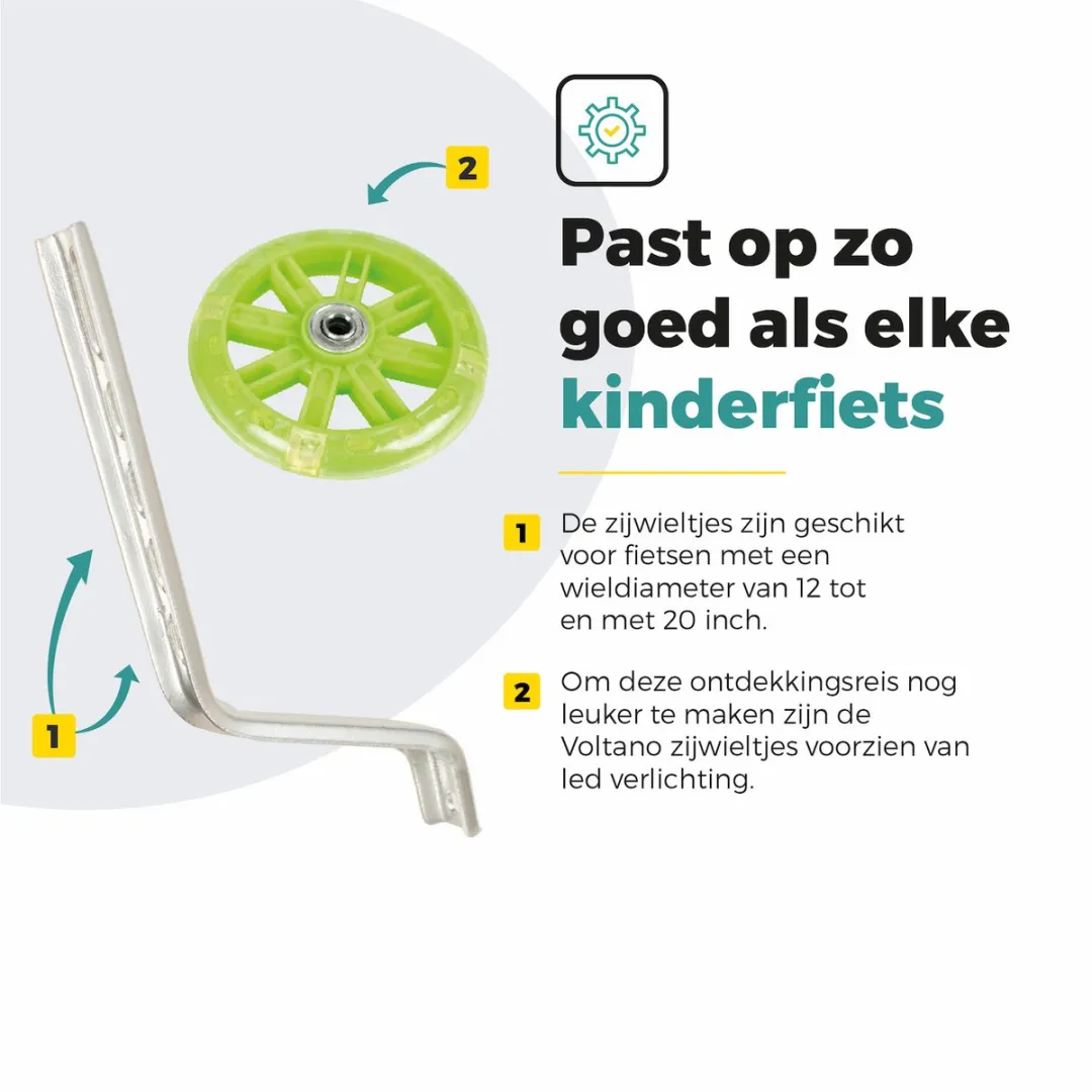 Voltano Zijwieltjes LED Verlichting Groen 12-20 inch - afbeelding 6 van 6