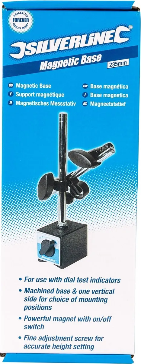 Silverline Magneetstatief 2-35mm - Staal - Zwart/Zilver