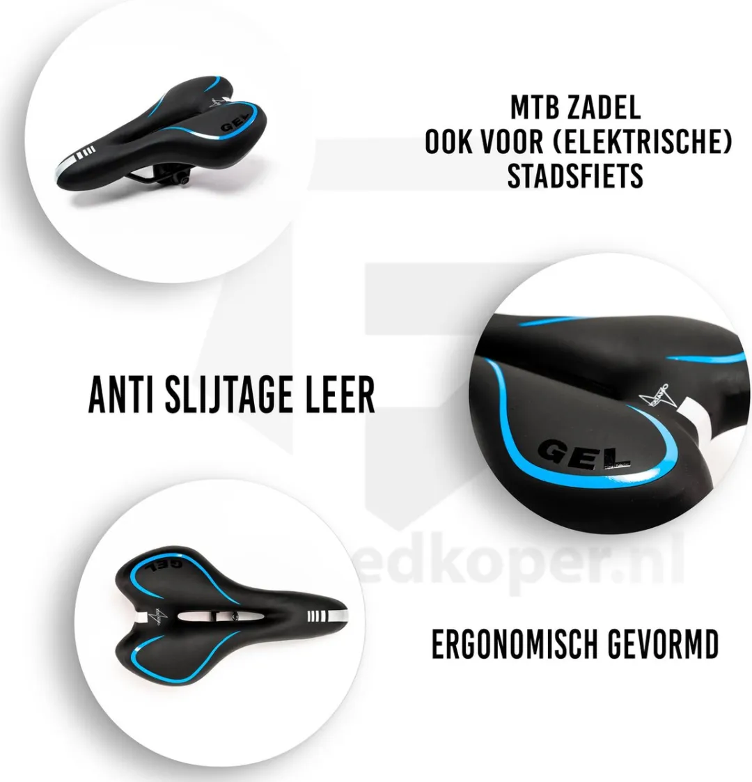 Voltano Trekking Fietszadel Gel - 45-155mm - Zwart/Blauw