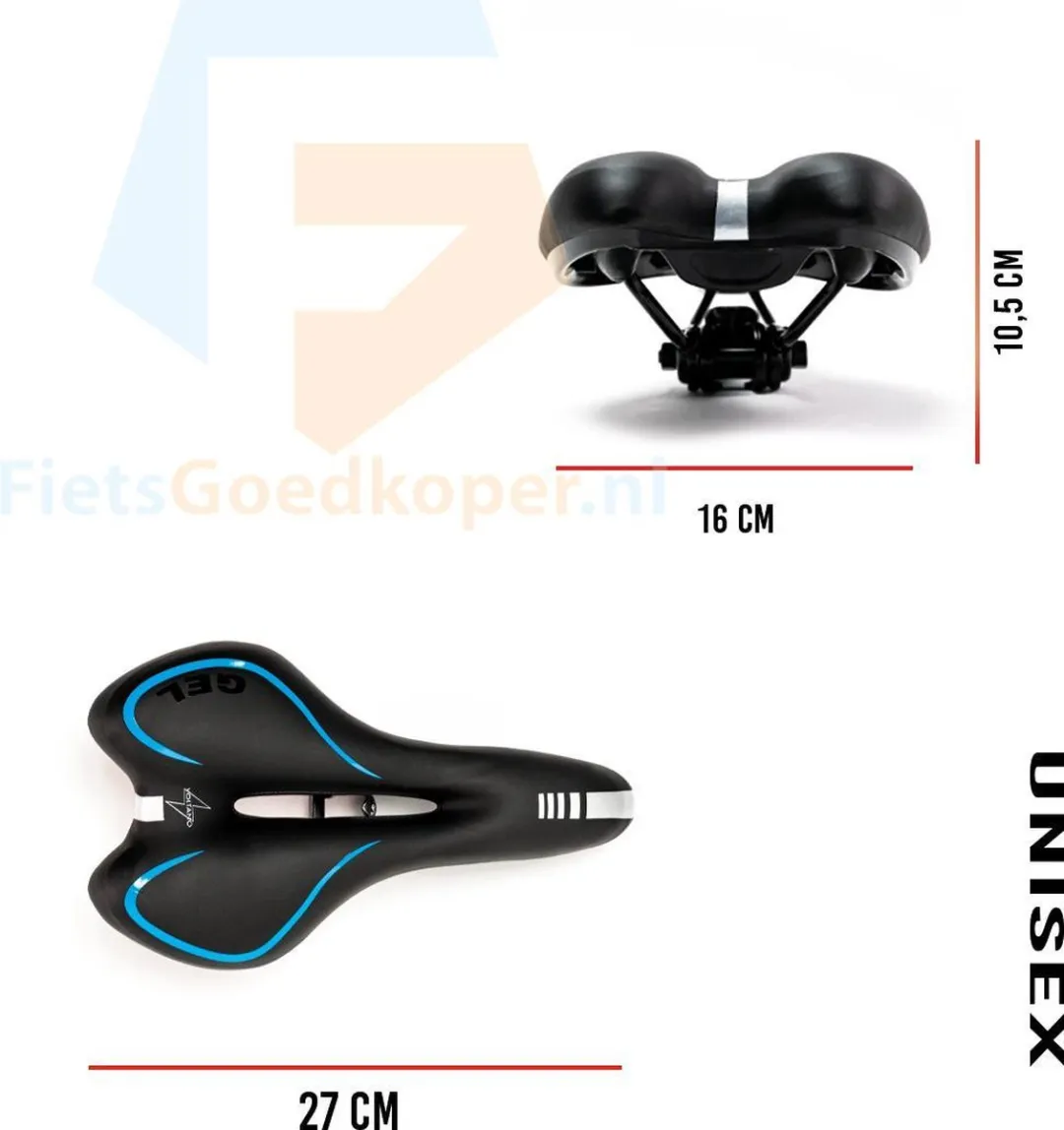 Voltano Trekking Fietszadel Gel - 45-155mm - Zwart/Blauw
