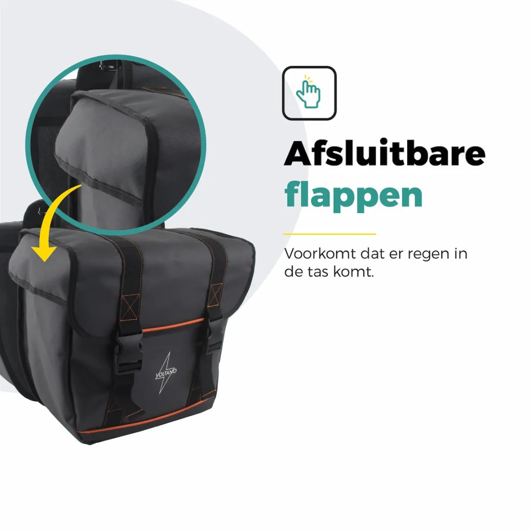 Voltano Dubbele Fietstas Premium Afgeschuind 44L - Zwart
