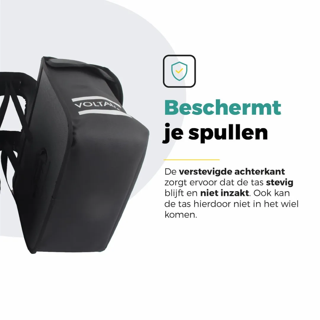 Voltano Dubbele Fietstas Premium Afgeschuind 44L - Zwart - afbeelding 6 van 6