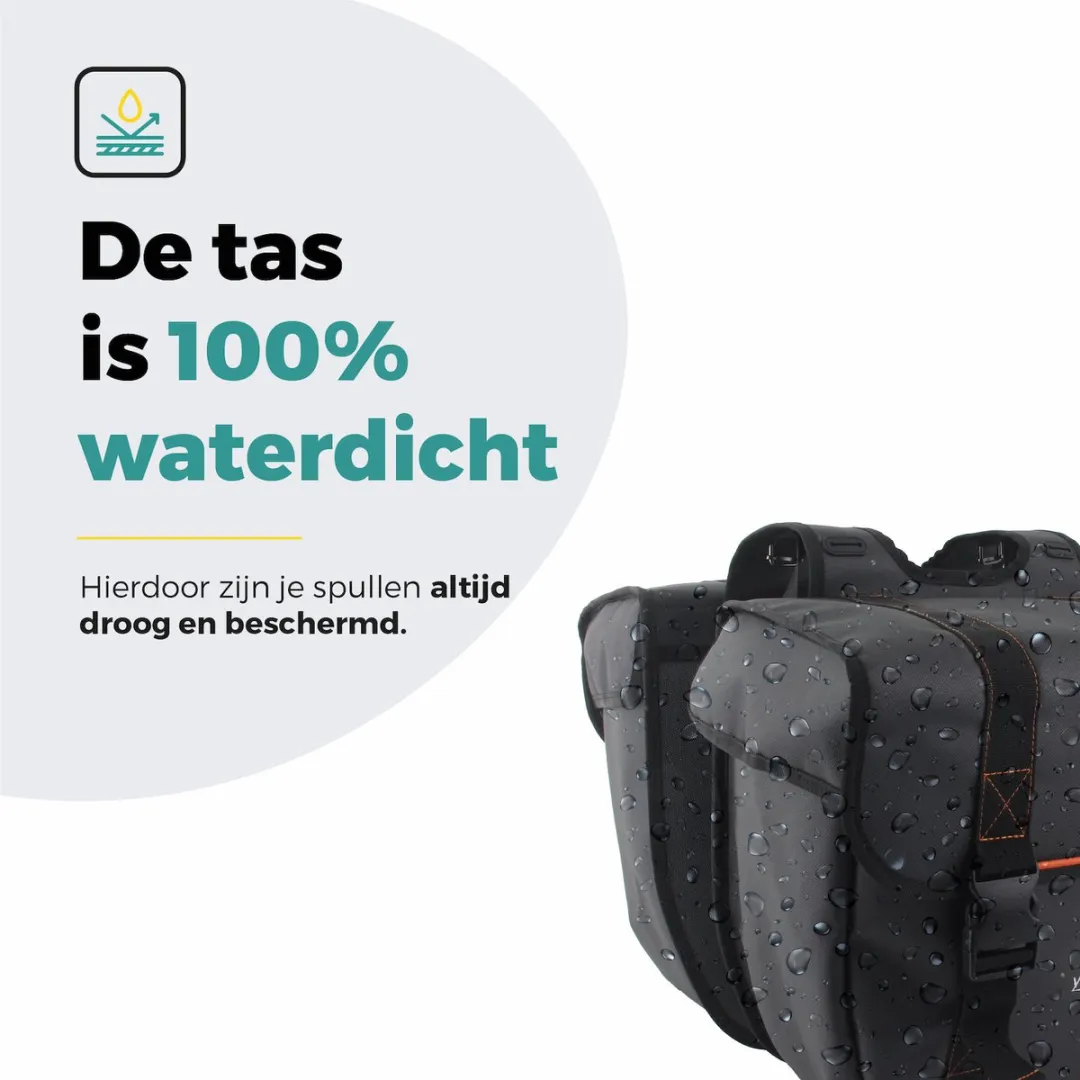 Voltano Dubbele Fietstas Premium Afgeschuind 44L - Zwart