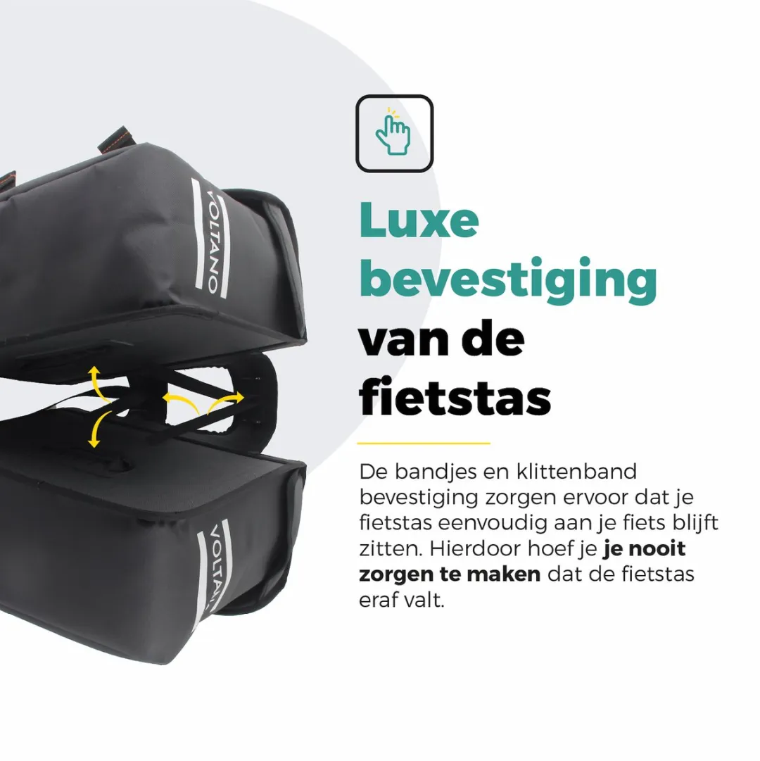 Voltano Dubbele Fietstas Premium Afgeschuind 44L - Zwart