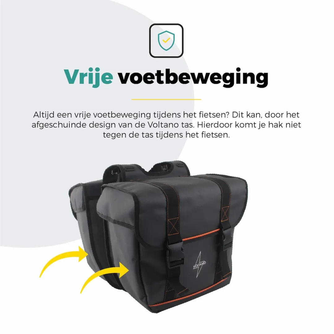 Voltano Dubbele Fietstas Premium Afgeschuind 44L - Zwart