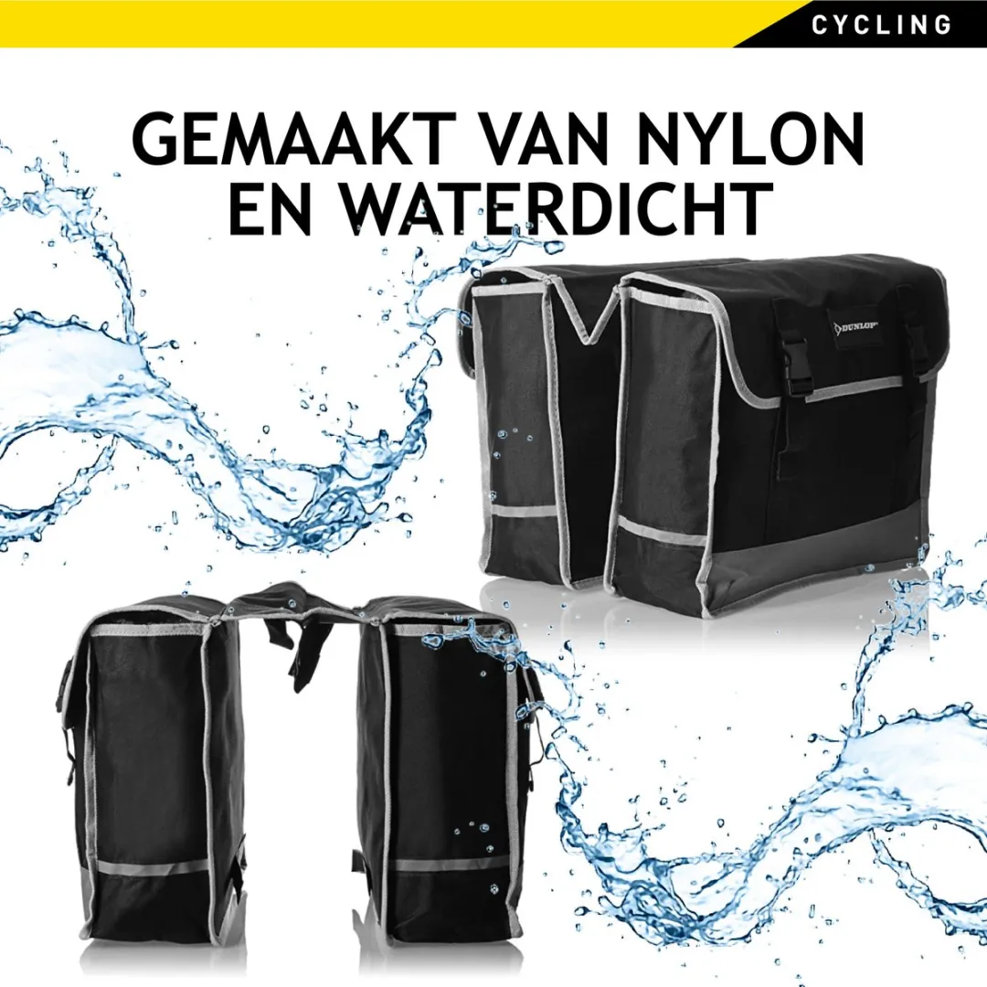 Dunlop Dubbele Fietstas 31L - Zwart/Grijs