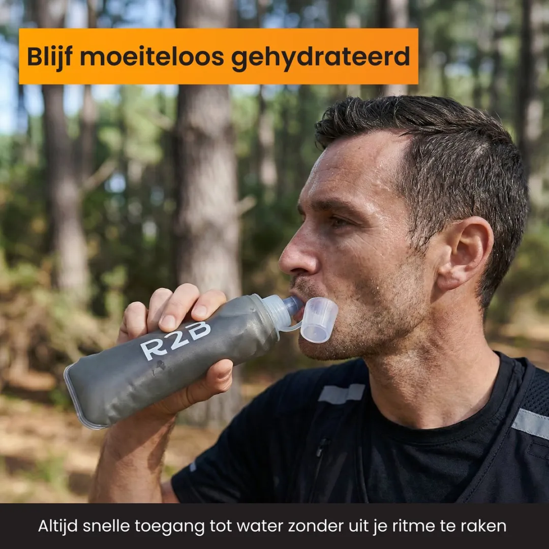 R2B Soft Flask 250 ML - Drinkfles Hardlopen - Opvouwbare Waterfles - Flexibele Drinkfles - Bidon/Drinkzak - Antraciet