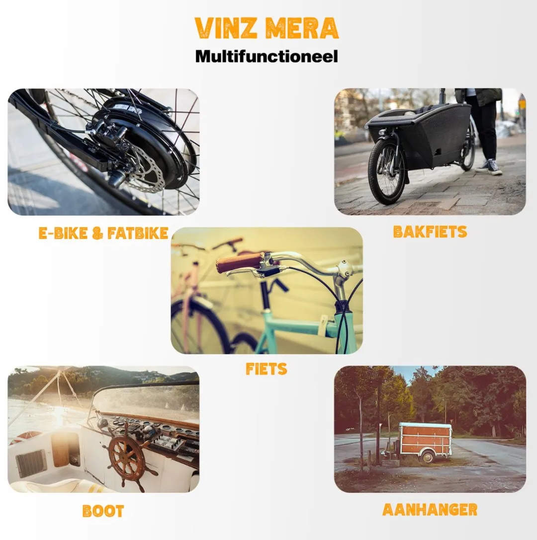 VINZ Mera ART2 Vouwslot 120cm - Ebike & Fatbike - Zwart