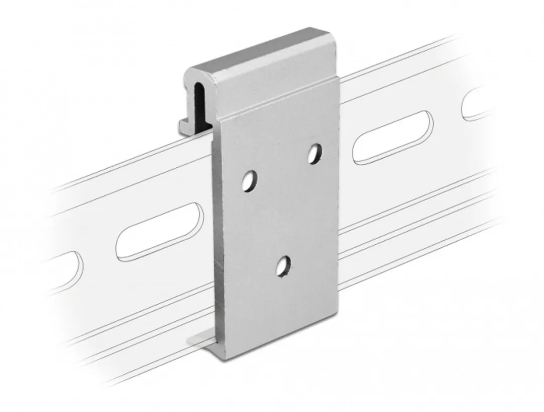 Delock Aluminium DIN-rail Bevestigingsclip - Grijs