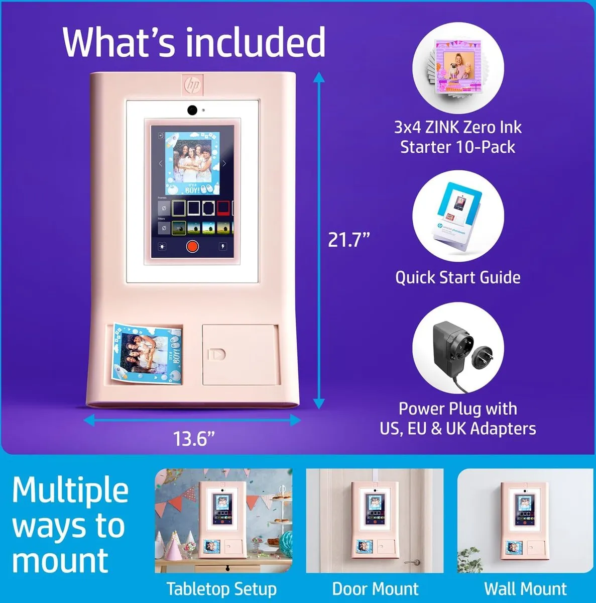 HP - Sprocket Photobooth - Roze - Instant Camera - Geschikt Voor Bruiloften of Feesten