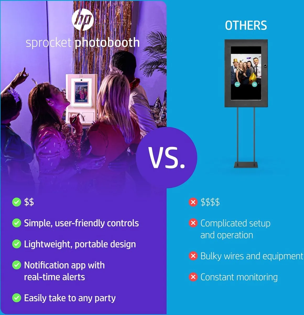 HP - Sprocket Photobooth - Roze - Instant Camera - Geschikt Voor Bruiloften of Feesten