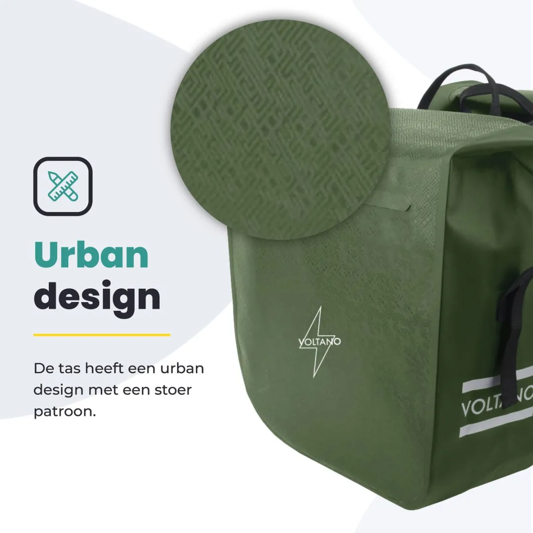 Voltano Dubbele Fietstas Rolltop Urban 48L - Groen
